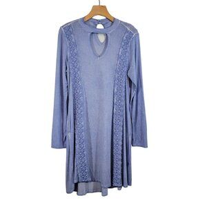 Alya Dress Pale Blue Boho Casual Cut Out Neck Embroidered Womens‎ Size Small